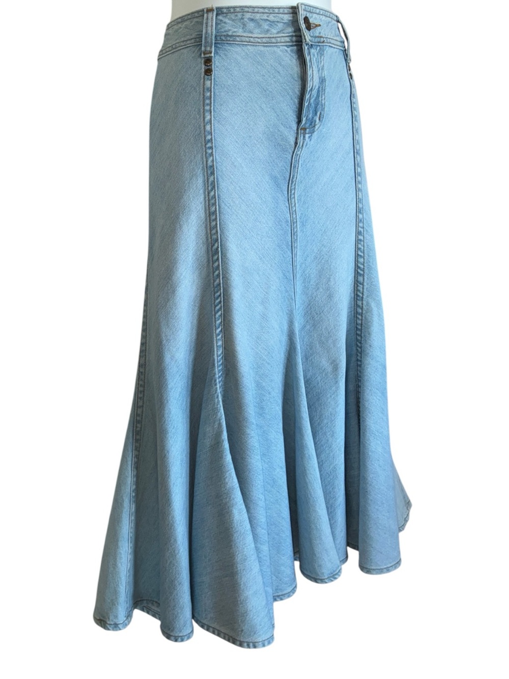 For Joseph Denim Skirt, Women's 6, blue, Light wash, flared, bias cut panels EUC - Picture 3 of 14